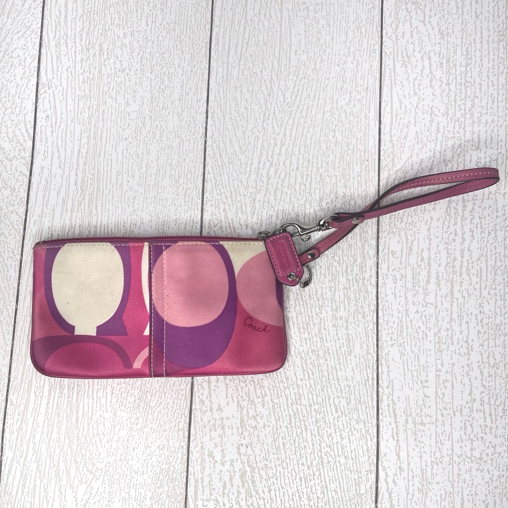 Coach | Pink Satin Wristlet